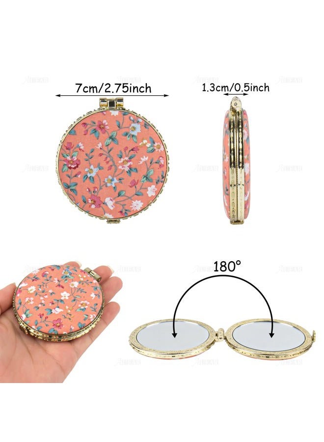 AUEAR , 4 Pack Retro Floral Makeup Compact Small Pocket Purse Mirrors Beauty Handheld Folding Portable Travel for Women Lady - Image 2