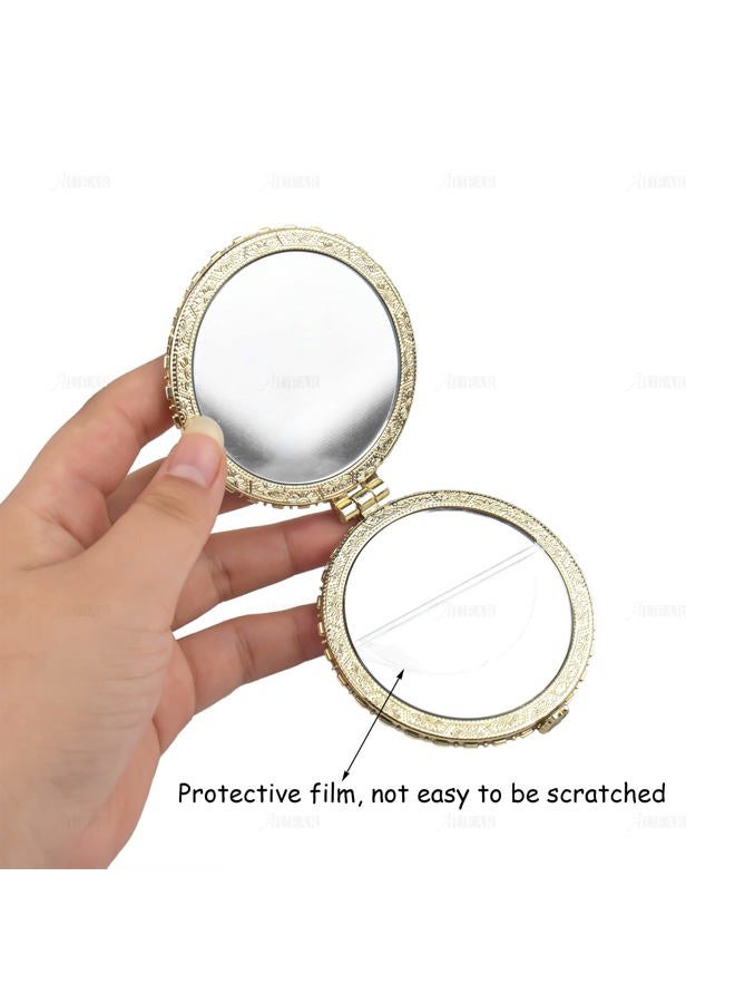 AUEAR , 4 Pack Retro Floral Makeup Compact Small Pocket Purse Mirrors Beauty Handheld Folding Portable Travel for Women Lady - Image 3