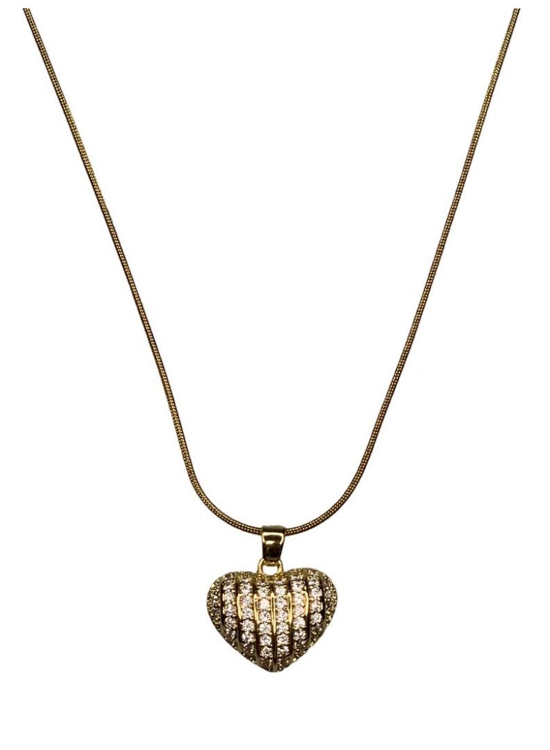 Influence Germany Vertical Crystal Heart Pendant Necklace – Gold-Tone Stainless Steel - Image 2