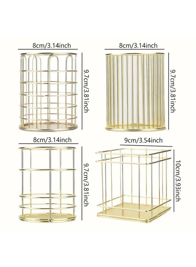 Golden Makeup Brush Organizer Desktop Storage Bucket 13 Colors Available - Image 3