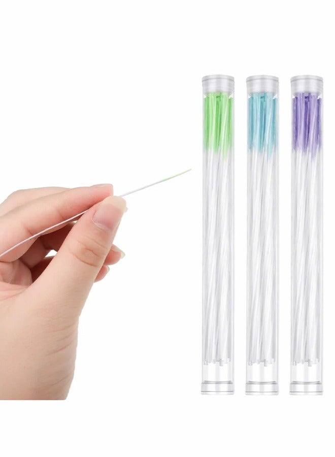 180 Pieces Earrings Hole Cleaner, Rose Fragrance Odor Removal Ear Care Kit, Piercing Floss Disposable Piercing Aftercare Piercing Cleaning Line, Ear Piercing Care Cleaning Tool (Purple, Green, Blue) - Image 1