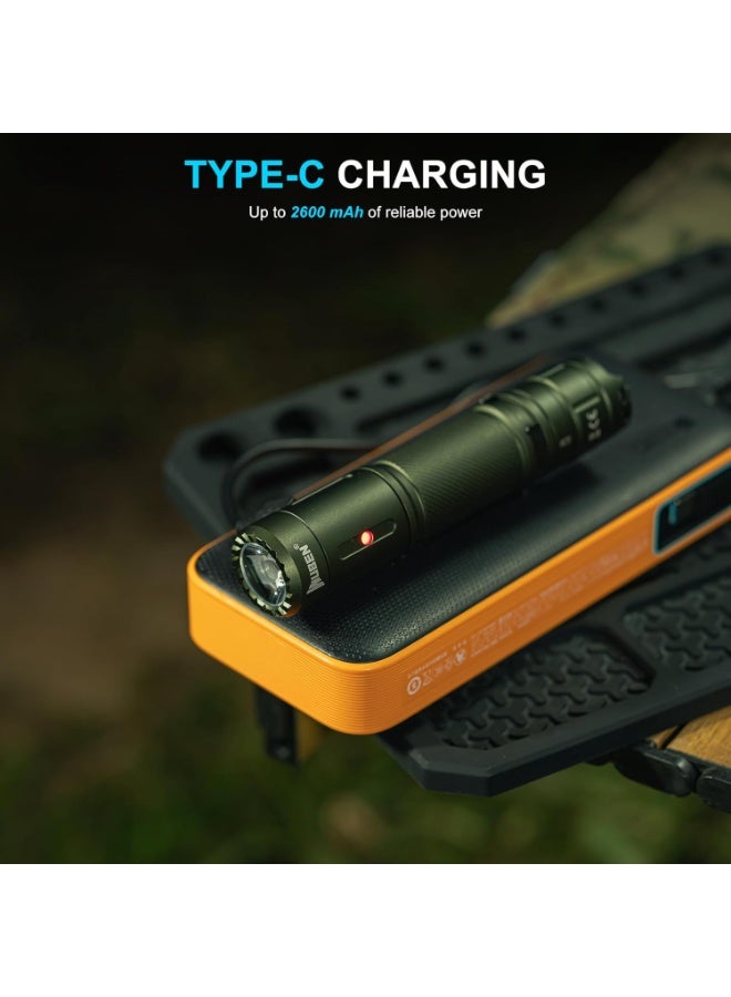 WUBEN C3 Flashlight Rechargeable 1200 Lumen LED Rechargeable Torch Light 6 Modes, Tactical Flashlight Water Resistant, Best for Camping, Outdoor, Emergency, Easy Carry, Tool Gifts for Men (Army Green) - Image 3