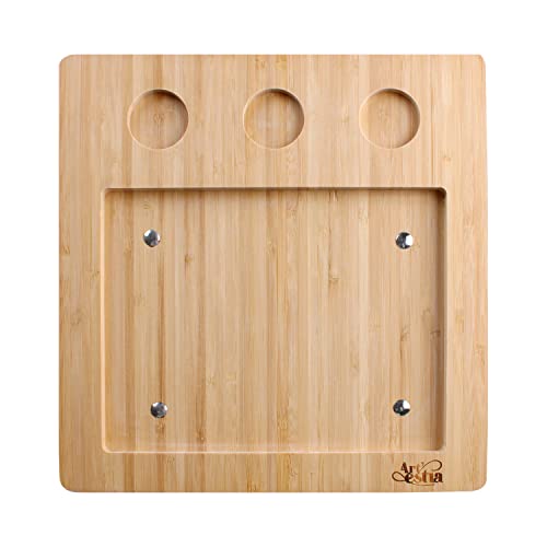 Artestia Bamboo Platter Replacement for AR-88023, 1 Stainless Steel Tray + 3 Ceramic Cups + 1 Bamboo Serving Tray, No Stones Included - Image 3