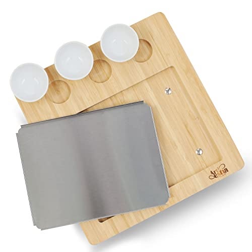 Artestia Bamboo Platter Replacement for AR-88023, 1 Stainless Steel Tray + 3 Ceramic Cups + 1 Bamboo Serving Tray, No Stones Included - Image 5