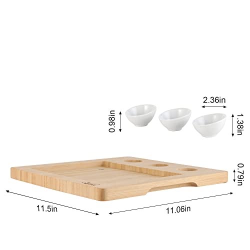Artestia Bamboo Platter Replacement for AR-88023, 1 Stainless Steel Tray + 3 Ceramic Cups + 1 Bamboo Serving Tray, No Stones Included - Image 4