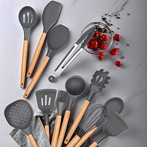 SHOPOBOX Silicone Spatula Set, Heat-Resistant Silicone Kitchenware, Kitchen Baking Cooking Utensils Sets and Supplies for Home Cooking, Spatulas for Nonstick Cookware (12pc Black) - Image 2