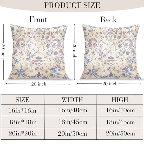 BUAEL Boho Floral Throw Pillow Covers 20x20 inch Set of 2,Cream Boho Rug Geometric Floral Pattern Decor Double Sided Pattern Cushion Cover Soft Pillow Case Living Sofa Room Bed Square Pillow Cover - Image 2