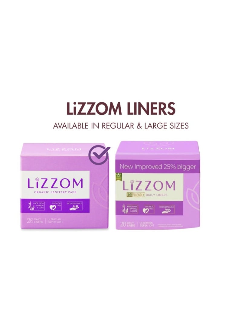 LiZZOM Organic Ultra Thin Daily Liners, Pack of 2 (40 Liners), Bamboo Top Sheet, Biodegradable Back Sheet - Image 3