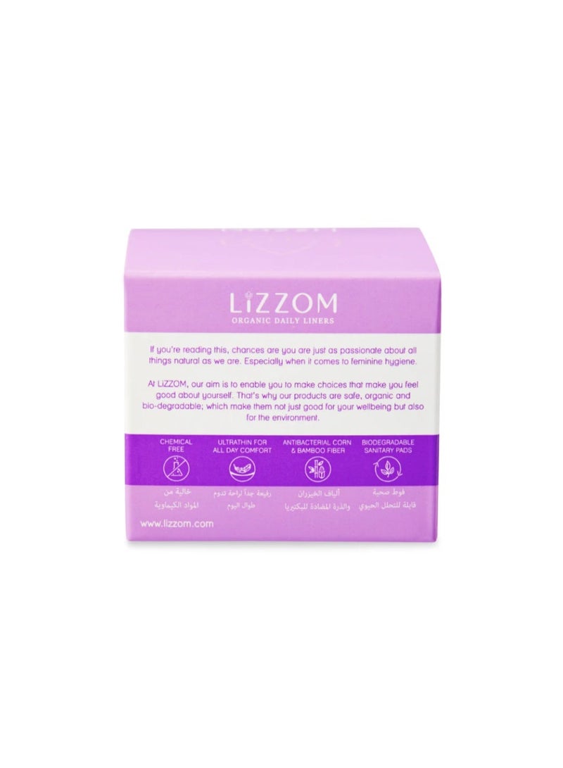 LiZZOM Organic Ultra Thin Daily Liners, Pack of 2 (40 Liners), Bamboo Top Sheet, Biodegradable Back Sheet - Image 2