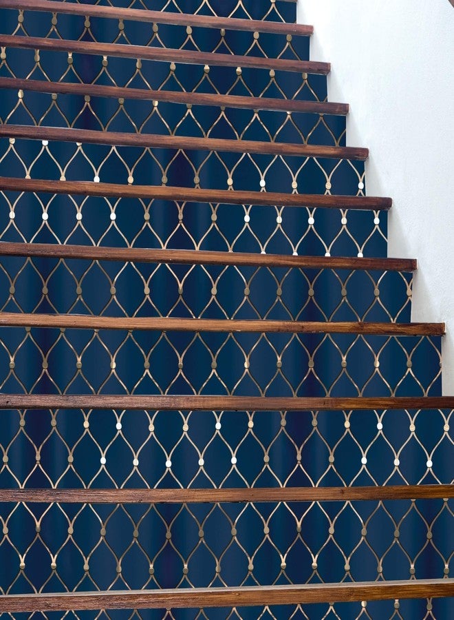ماين ستريت ورق تغليف لاصق من مين ستريت. طبعة هندسية باللونين الكحلي والذهبي - عبوة من 12 لوحة فاخرة مقاس 17.25 بوصة × 10 بوصات. ورق منقوش للمشاريع الفنية والحرف اليدوية والأعمال اليدوية وورق الجدران المميز - Image 3