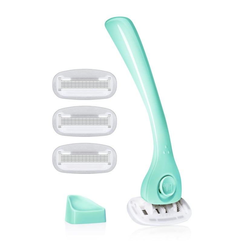 Billie Razors for Women Shave Kit â€“ Razor + 4 x 5-Blade Razor Refills + Magnetic Holder â€“ Minty - Image 1