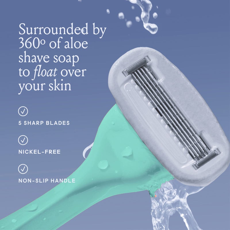 Billie Razors for Women Shave Kit â€“ Razor + 4 x 5-Blade Razor Refills + Magnetic Holder â€“ Minty - Image 4