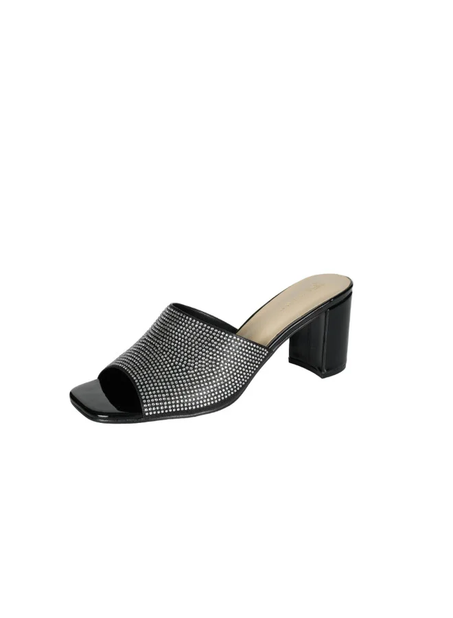 ZAYNA 221-81 Zayna Ladies  High Block Heel Slip on 18F8845-1 Black
