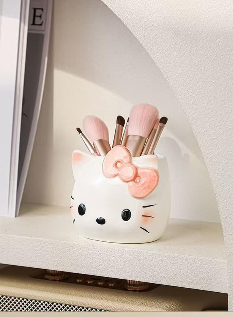 Hello Kitty Cute Pencil Pen Holder, Study Stationery Organizer Office Supplies Storage, Pencil Cup Makeup Brush Holder, Desk Supplies Organisers (KT cat) - Image 5