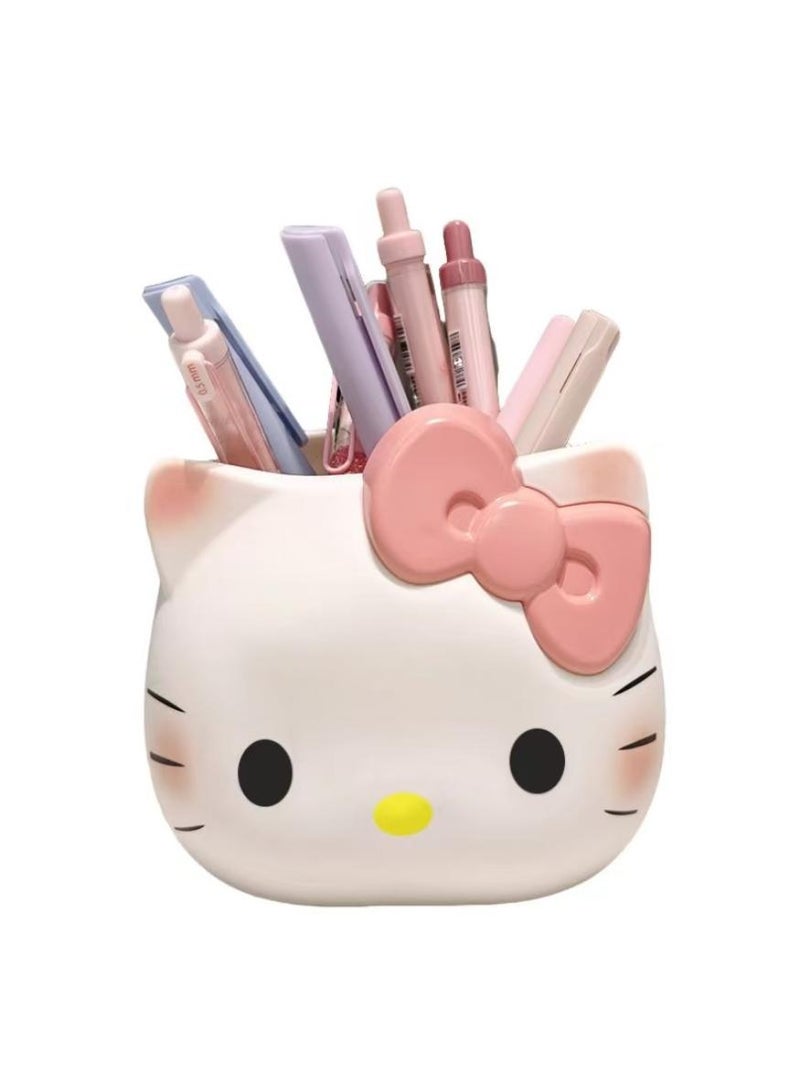Hello Kitty Cute Pencil Pen Holder, Study Stationery Organizer Office Supplies Storage, Pencil Cup Makeup Brush Holder, Desk Supplies Organisers (KT cat) - Image 1