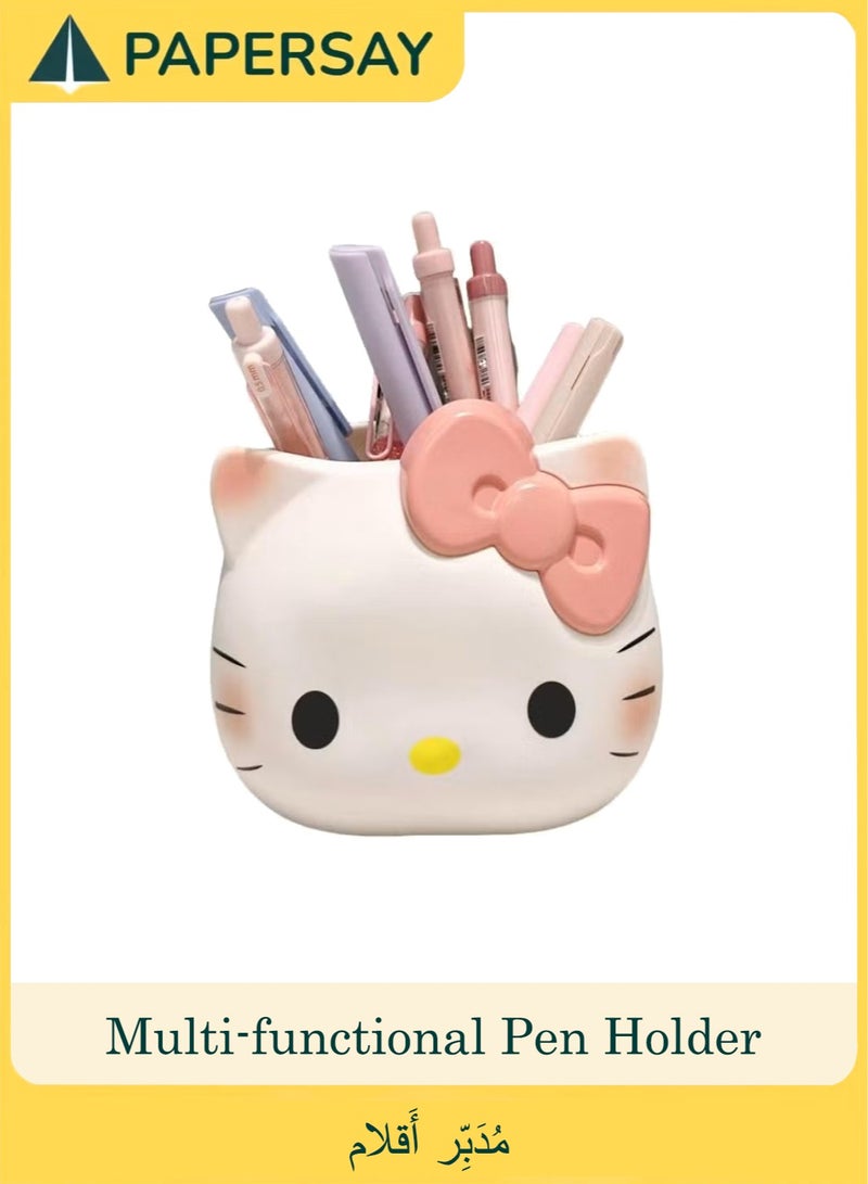 Hello Kitty Cute Pencil Pen Holder, Study Stationery Organizer Office Supplies Storage, Pencil Cup Makeup Brush Holder, Desk Supplies Organisers (KT cat) - Image 1