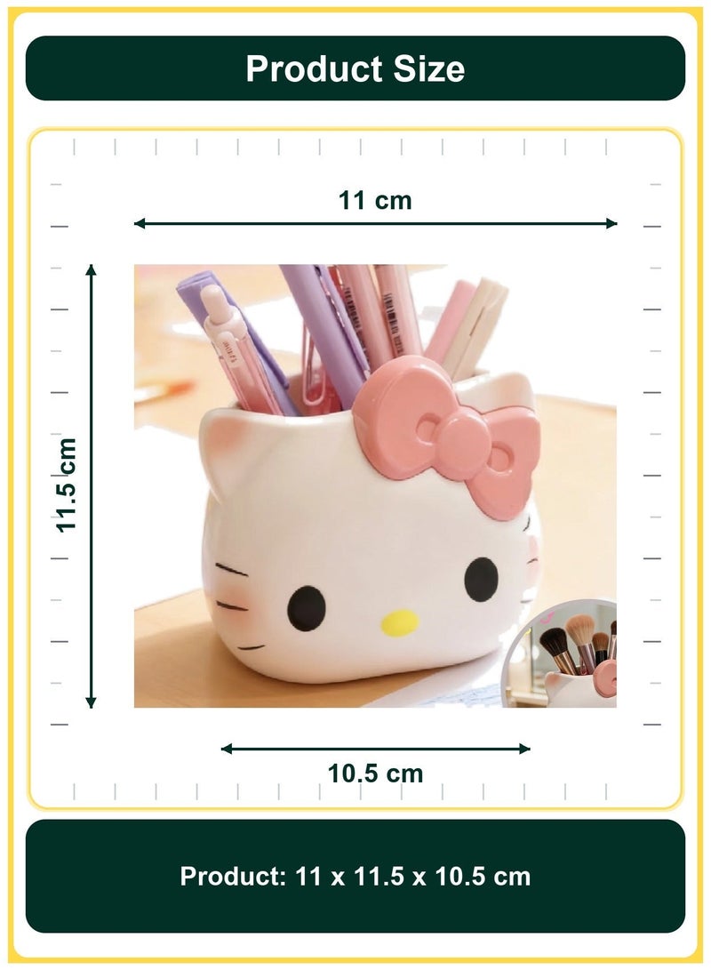 PAPERSAY Cute Pencil Pen Holder, Study Stationery Organizer Office Supplies Storage, Pencil Cup Makeup Brush Holder, Desk Supplies Organisers (KT cat) - Image 2