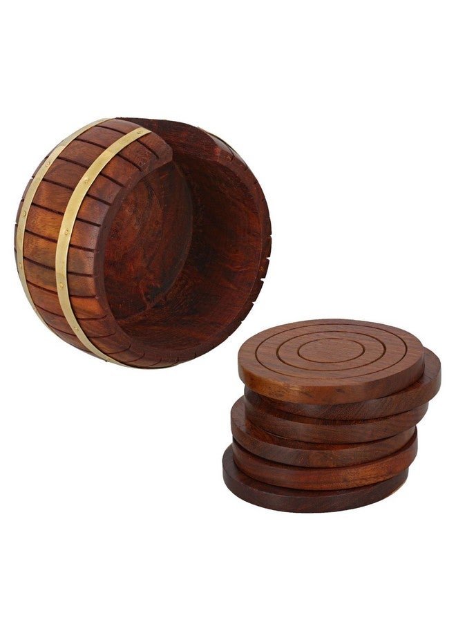 ITOS365 Wooden Drink Coasters Wood Table Coaster Set Of 6 For Tea Cups Coffee Mugs Beer Cans Bar Tumblers And Water Glasses - Image 3