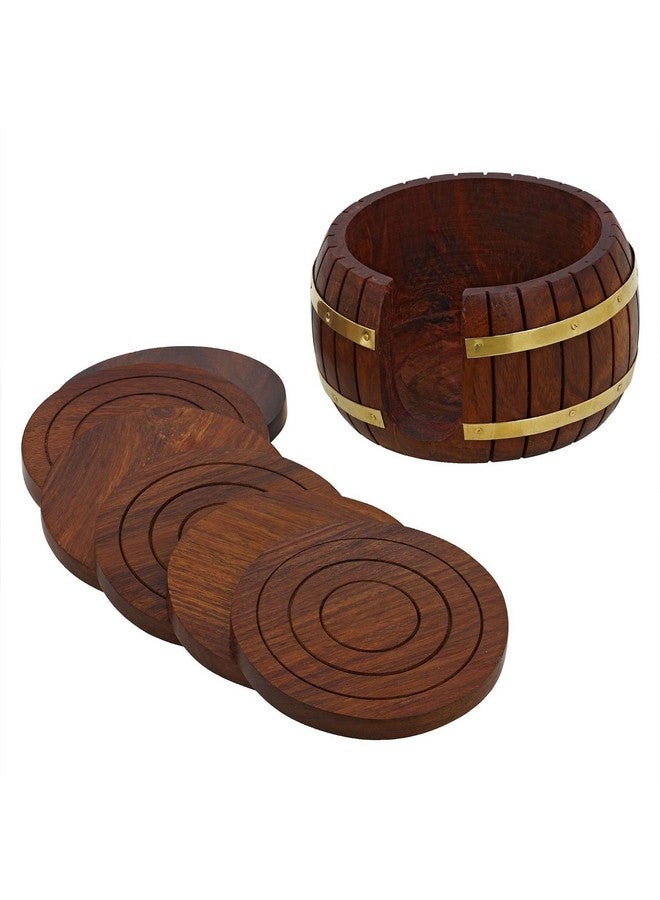 ITOS365 Wooden Drink Coasters Wood Table Coaster Set Of 6 For Tea Cups Coffee Mugs Beer Cans Bar Tumblers And Water Glasses - Image 2