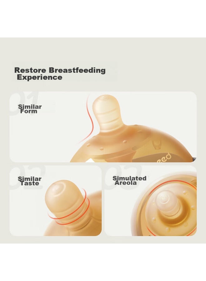 Shixi Newborn Anti-colic Bottle, For 0-6 Months And Above Babies, Breast-like Nipple Set - Image 4