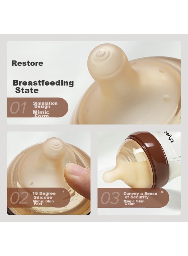 Shixi Newborn Anti-colic Bottle, For 0-6 Months And Above Babies, Breast-like Nipple Set - Image 3