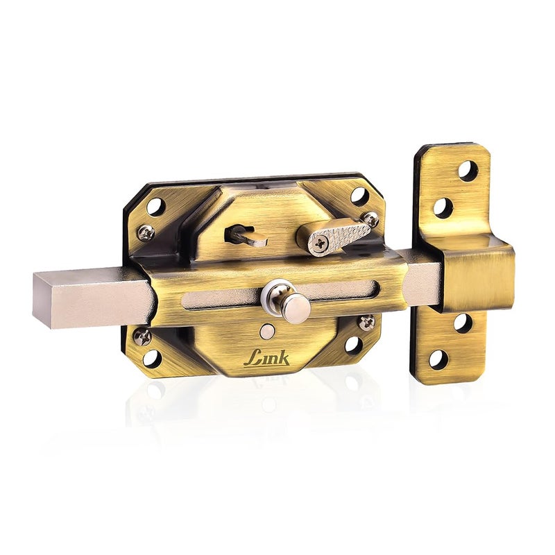 Link Sparta 6 Turn Door Lock - Brass Cylinder with 3 Hi-Tech Keys, Main Door Lock, Double Door Compatibility (Antique Brass) - Image 1