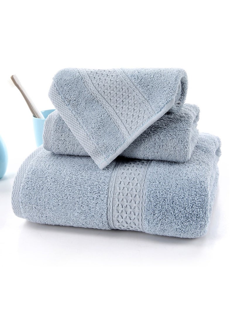 MileMelo - 3-Piece Premium Cotton Towel Set 1 Face Washcloth, 1 Hand Towel, 1 Bath Towel, Quick Dry, Breathable & Highly Absorbent Towels, Ultra Soft Towels Ideal for Daily Use Light Blue - Image 1