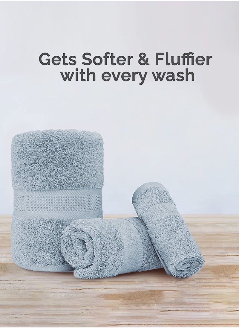 MileMelo - 3-Piece Premium Cotton Towel Set 1 Face Washcloth, 1 Hand Towel, 1 Bath Towel, Quick Dry, Breathable & Highly Absorbent Towels, Ultra Soft Towels Ideal for Daily Use Light Blue - Image 1