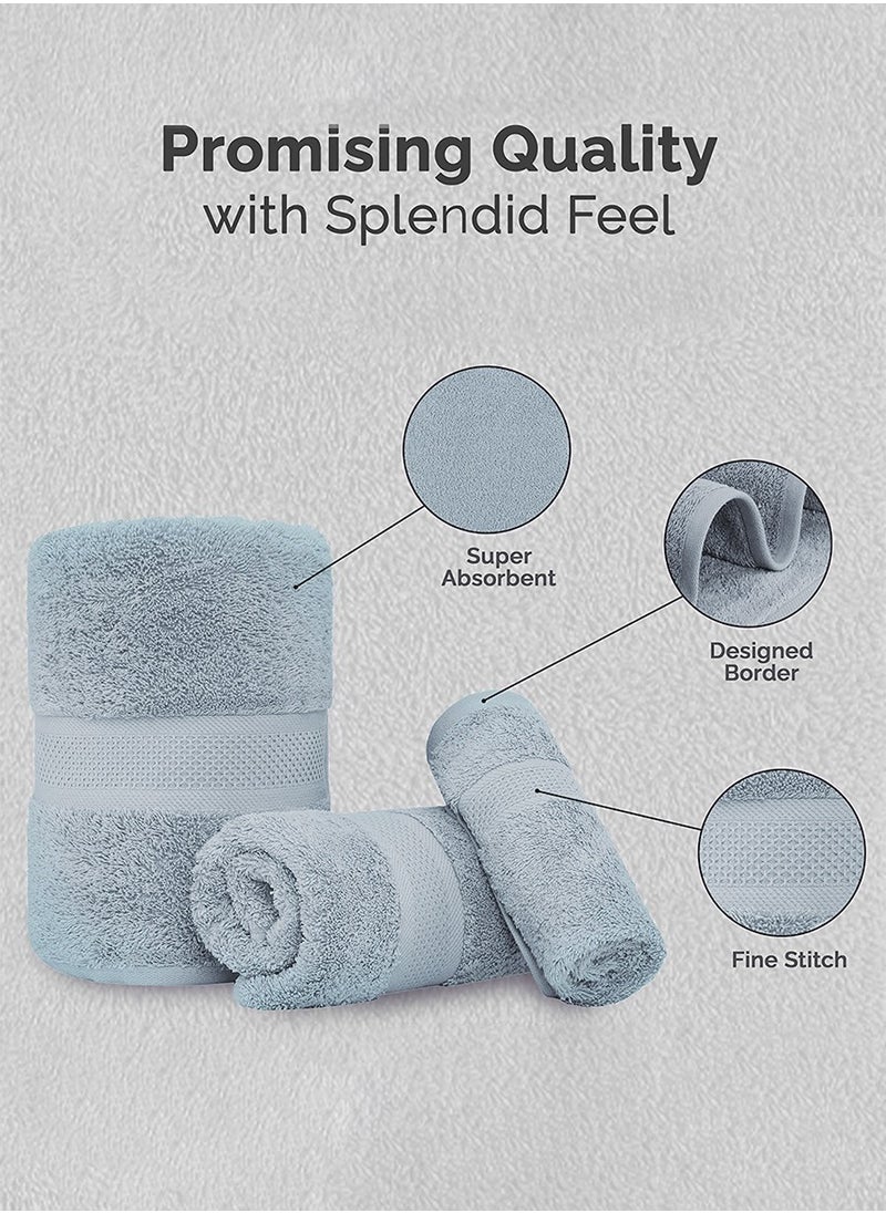 MileMelo - 3-Piece Premium Cotton Towel Set 1 Face Washcloth, 1 Hand Towel, 1 Bath Towel, Quick Dry, Breathable & Highly Absorbent Towels, Ultra Soft Towels Ideal for Daily Use Light Blue - Image 1