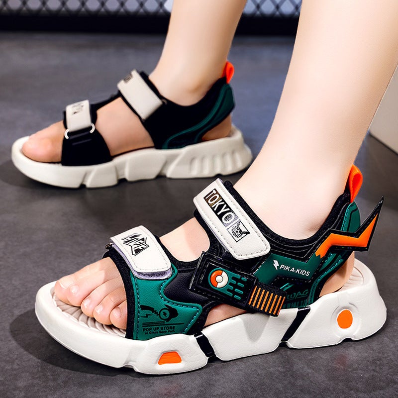 Boys' Sandals Style Children'S Sports Beach Shoes Medium And Large Children'S Soft Sole Non-Slip Boys' Sandals Summer - Image 1