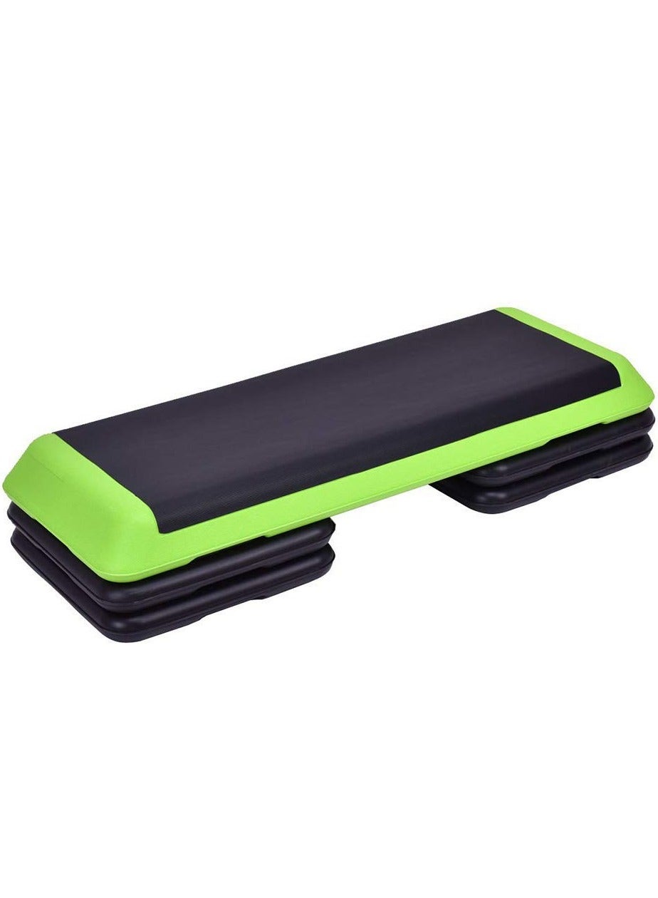Adjustable Fitness Aerobic Exercise Step Board, 110×40 CM - Black & Green
