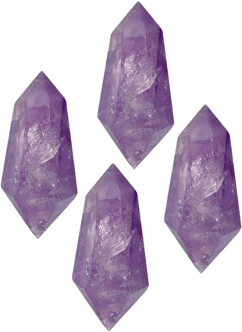SUNYIK Gemstone Healing Crystal Points Wand, Double Terminated Wand Self Standing Prism for Reiki Chakra Meditation, Amethyst 2 inches, Pack of 4