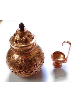 Goldfinch GOLDFINCH Hindu Goddess Festival Navratri GarboGARBA MATA Worship Decoration for Home and Office Navratri Ambe Durga Sherawali Copper Nakshi Design Garba with Metal Handle Diya GARBA  - Image 2
