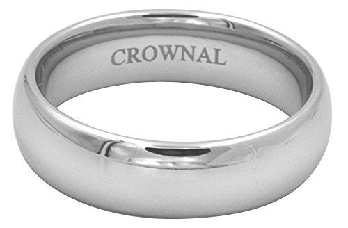CROWNAL 1mm 2mm 3mm 4mm 5mm 6mm 7mm 8mm Tungsten White/Yellow Gold/Rose Gold Plated Wedding Band Ring Men Women Plain Dome Polished Comfort Fit Size 3 to 17(White 6mm,6) - Image 2