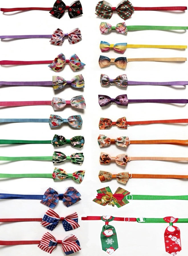 RZWWBAKING Ultimate All-in-One 25-Pack Dog Bow Ties with Adjustable Collars (8.6"-16") for Small Medium Dogs & Cats Halloween, Christmas, Valentine’s, Easter, 4th of July, Thanksgiving | #1 Gift for Pet Lovers - Image 2