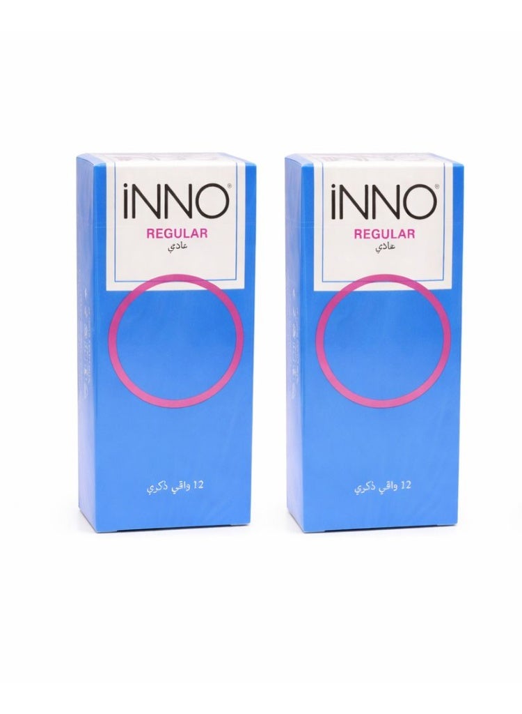 مجموعة واقيات ذكرية عادية من عبوتين 12 قطعة في كل منها