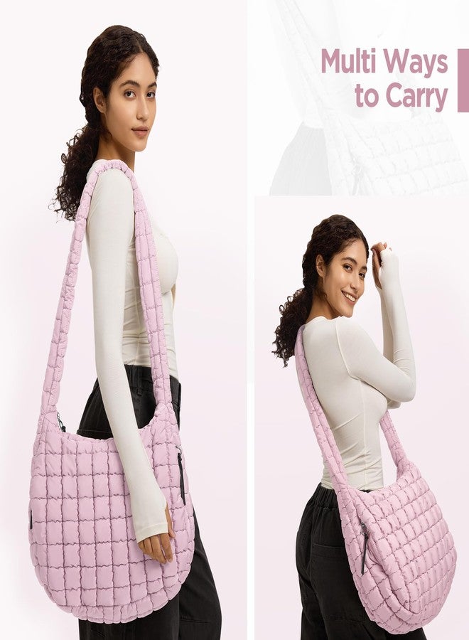 Babysun Puffer Tote Bag for Women Large Quilted Tote Bag Quilted Carryall Bag Soft Puffy Crossbody Bag Hobo Handbags Puff Purse - Image 2