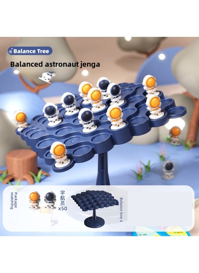 Astronaut Balance Game Desktop Toy Stacking Fun Educational Parent-child Interaction Children's Play Space Adventure-Color:50 Astronauts + Balance Table ]  - Image 1