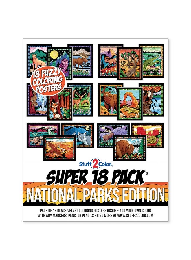 ستاف 2 كلر مجموعة رائعة مكونة من 18 ملصق تلوين مخملي غامض (إصدار المتنزهات الوطنية) رائعة لوقت العائلة والفنون والحرف اليدوية والسفر في مرافق الرعاية المنزلية [جميع الأعمار: الفتيات والأولاد والبالغين والأطفال الصغار والمراهقين] - Image 1