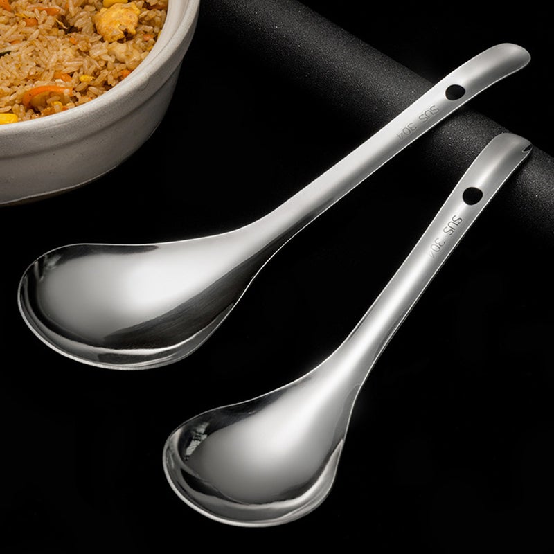 4 Pcs Stainless Steel Soup Spoons Practical Large Scoops Rice Paddles ( ) - Image 5