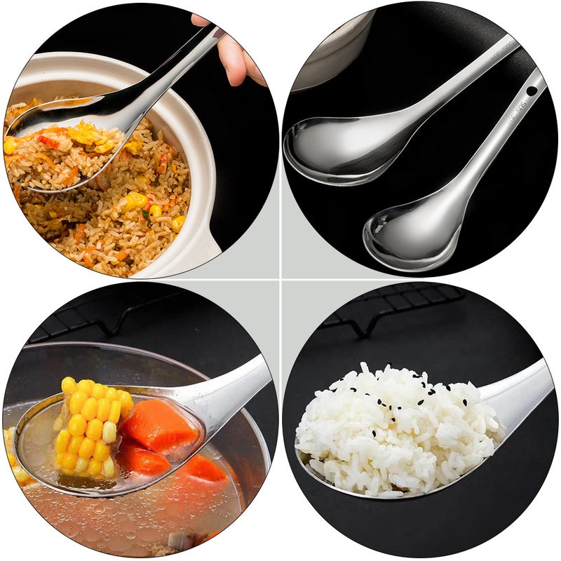 4 Pcs Stainless Steel Soup Spoons Practical Large Scoops Rice Paddles ( ) - Image 2