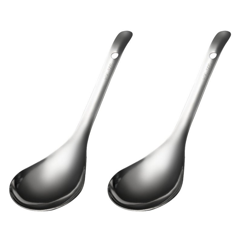 4 Pcs Stainless Steel Soup Spoons Practical Large Scoops Rice Paddles ( ) - Image 1