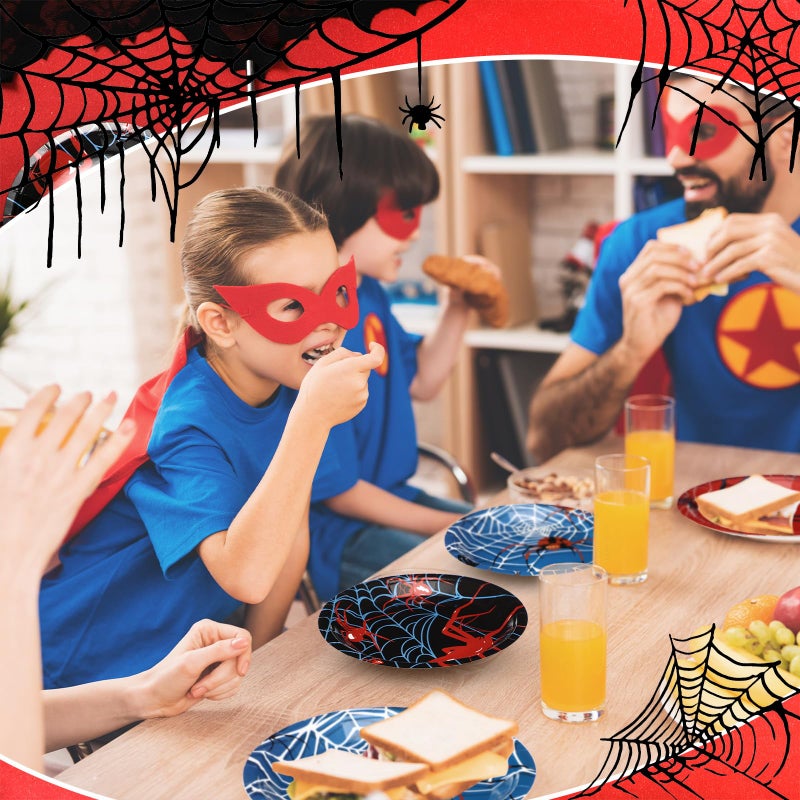 Moinchore 60 Pcs Spider Web Paper Plates Bulk 7 Inches Disposable Round Dessert Plates for Spider Birthday Party Dinner Supplies - Image 1