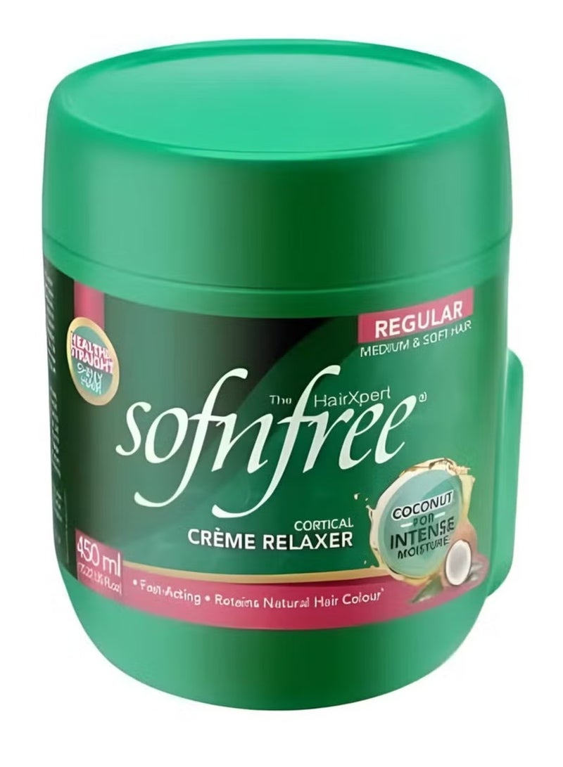 سوفن فري Cortical Crème Relaxer - Regular (450ml) | For Medium & Soft Hair with Coconut