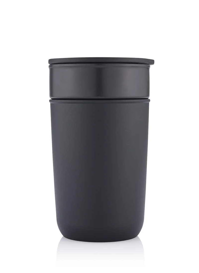 Hans Larsen SAVONA - Hans Larsen Premium Ceramic Tumbler With Recycled Protective Sleeve - Black