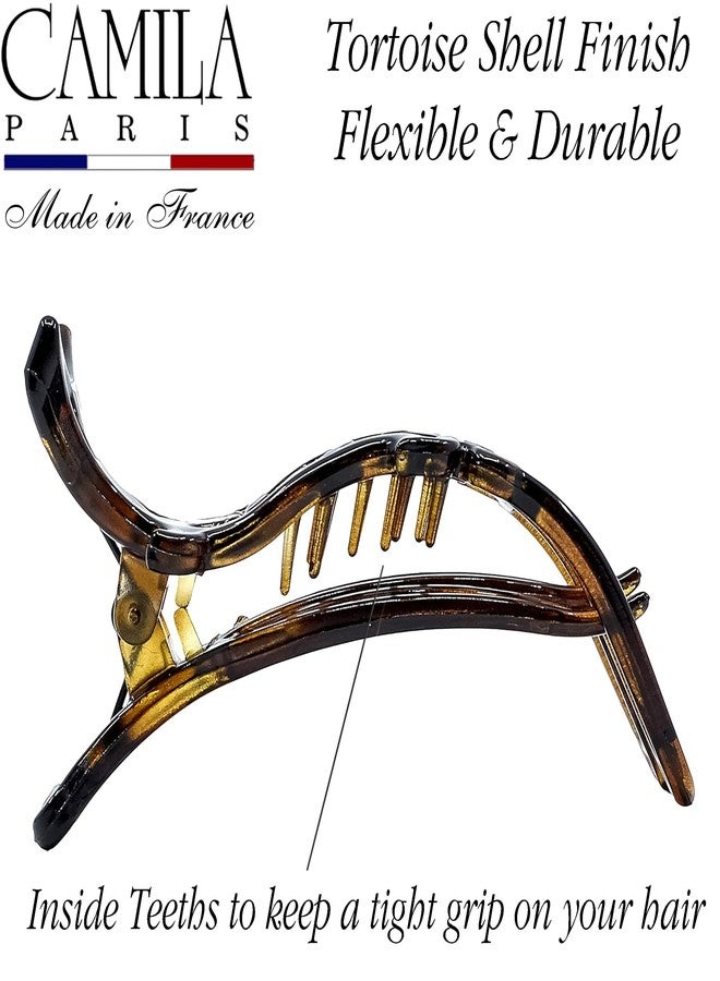 Camila Paris NV73 French Hair Clip for Women, Hair Side Clips, 3 inch Girls Hair Claw Clips Jaw Fashion Durable Styling Hair Accessories for Women, Strong Hold No Slip Grip, Made in France. Tortoise - Image 3