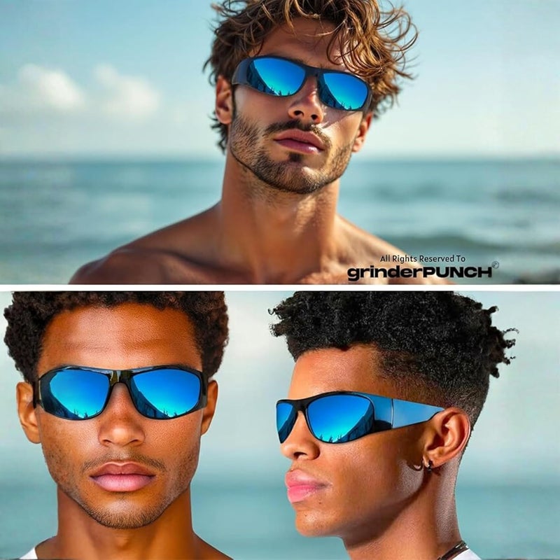 grinderPUNCH Polarized Wrap Around Sunglasses for Men and Women – Lightweight Sports Wraparound Sunglasses UV Protection - Image 2