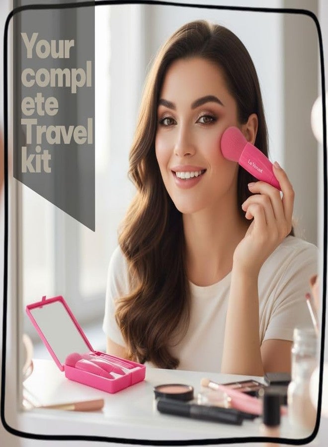 JB Export مجموعة فرش مكياج للسفر من جي بي إكسبورت - مجموعة فرش تجميل صغيرة محمولة للوجه والعينين وكريم الأساس وظلال العيون ومزج سهل - مجموعة تجميل مدمجة - Image 5