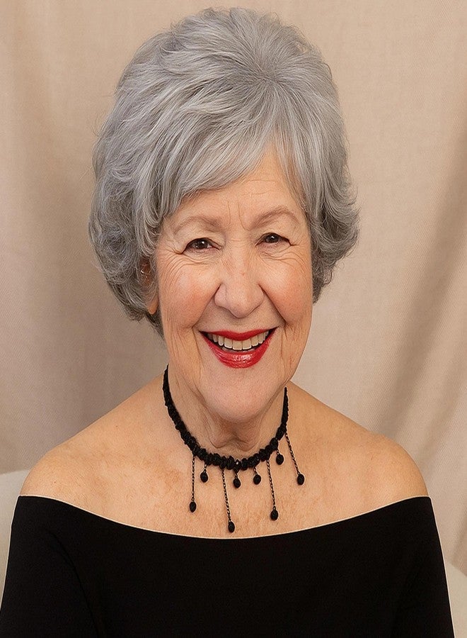 GNIMEGIL 60s Wig Ombre Grey Short Curly Hair Wigs For Women Old Lady Synthetic Hair Wig Gifts For Grandma Wigs Halloween Granny Costume Seniors Mother - Image 2