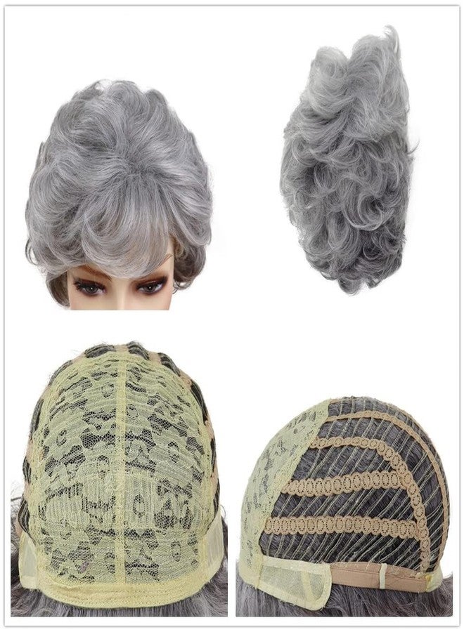 GNIMEGIL 60s Wig Ombre Grey Short Curly Hair Wigs For Women Old Lady Synthetic Hair Wig Gifts For Grandma Wigs Halloween Granny Costume Seniors Mother - Image 5